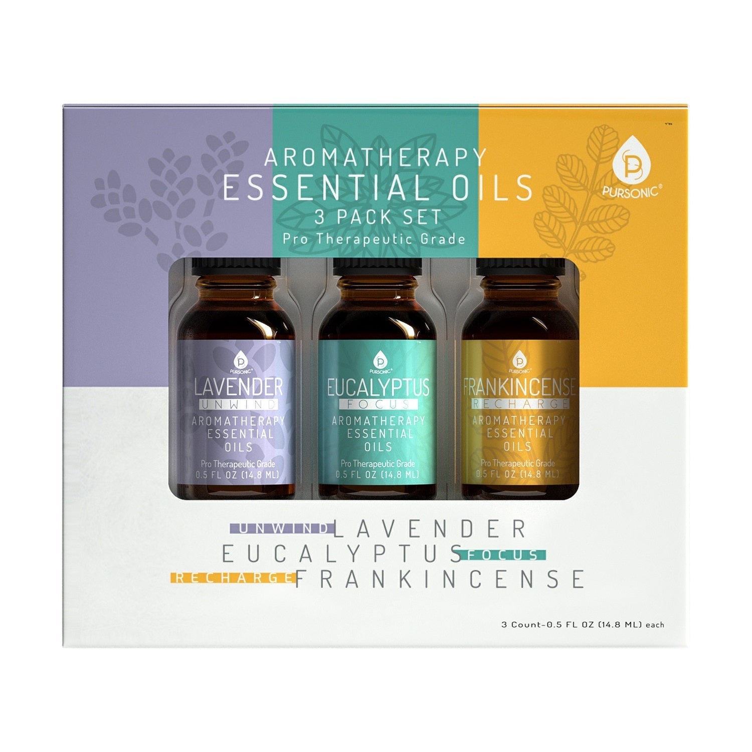 3 Pack Aromatherapy Essential oils (Lavender, Eucalyptus, Frankincense) - Bauer USA3 Pack Aromatherapy Essential oils (Lavender, Eucalyptus, Frankincense)DC - PURSONIC