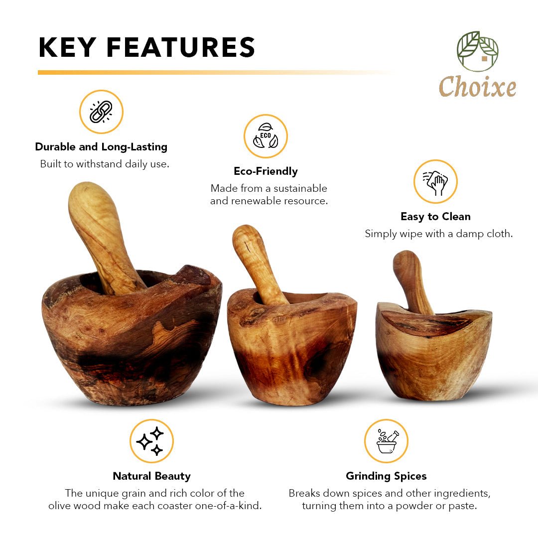 Olive Wood Rustic Mortar and Pestle - Bauer USAOlive Wood Rustic Mortar and PestleDC - Choixe