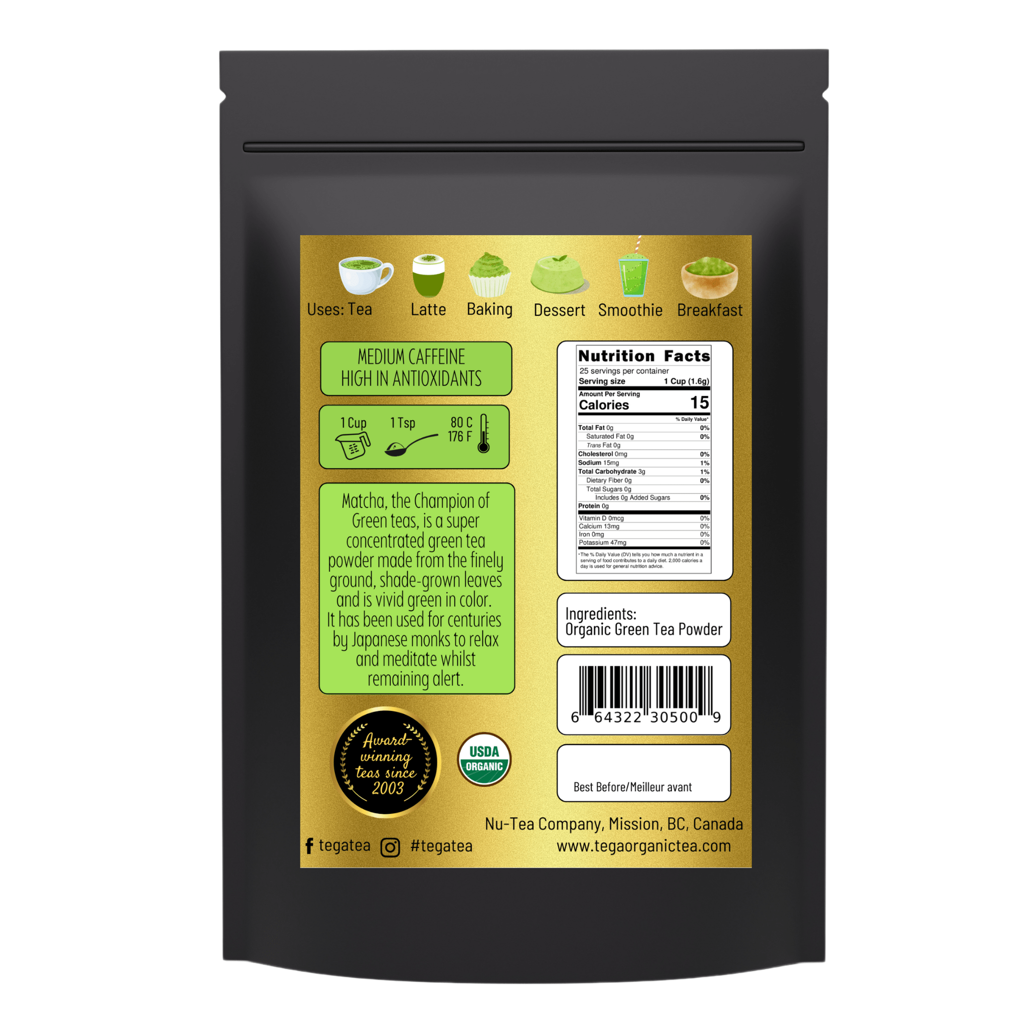 Tega Japanese Matcha 40g | Organic - Bauer USATega Japanese Matcha 40g | OrganicDC - Tega Tea